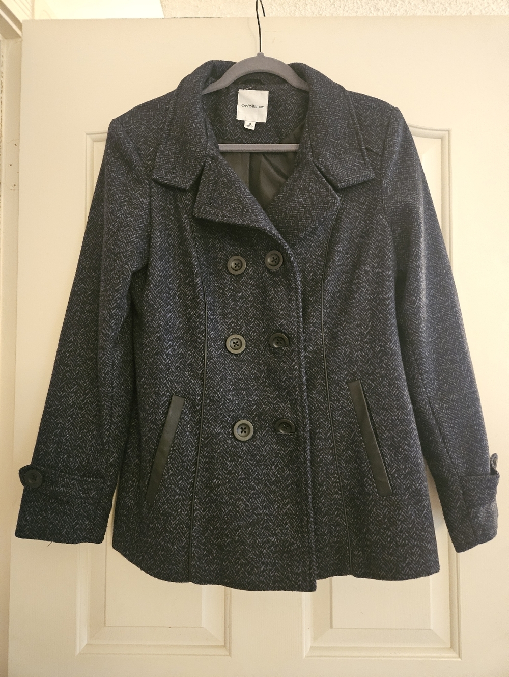 Croft & Barrow Navy Textured Double-Breasted Peacoat
